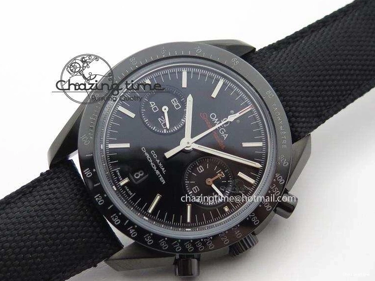 0817 DailyWear Speedmaster Professional Chronometer PVD Black Dial On Black Leather Strap A 8259